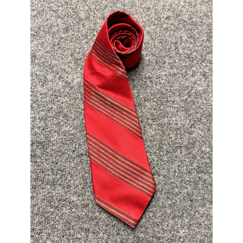 Oxford Crest Silk Tie Mens OS Red Striped Handmade USA Classic‎ Preppy Formal